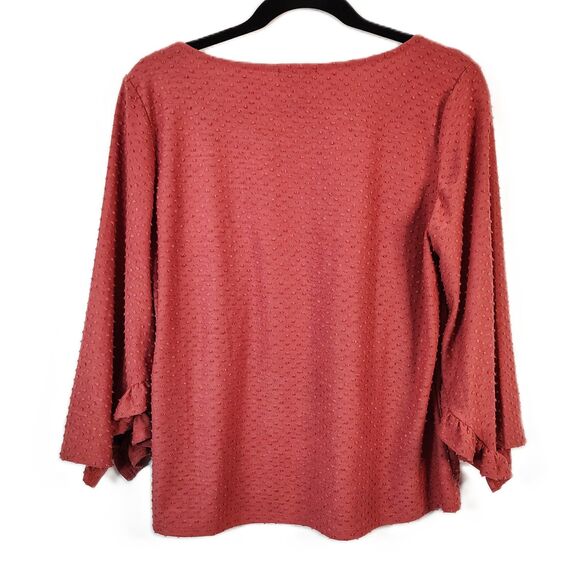 NEW! W5 Anthropologie Textured Large Women's Dusty Rose Pink 3/4 Sleeve Blouse - Picture 4 of 6